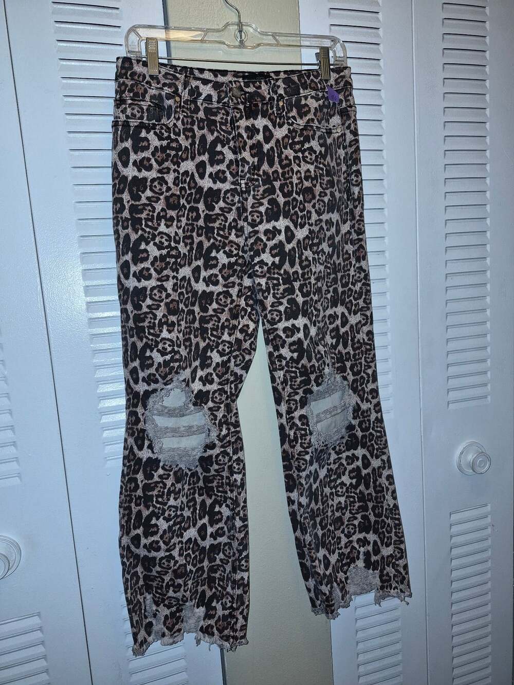 Sterling Kreek Hear Me Roar Distressed Leopard Print Jeans
